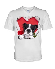Boston Terrier Valentine V-Neck T-Shirt tile