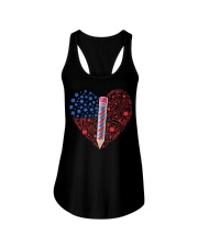 Teacher Flag Heart Ladies Flowy Tank tile