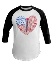 Teacher Flag Heart Baseball Tee tile