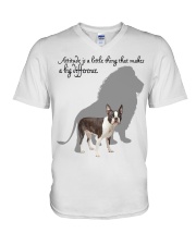 Boston Terrier Lion V-Neck T-Shirt tile