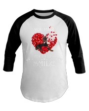 Doberman You Made My Heart Smile Baseball Tee tile