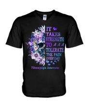 It Takes Strength To Tolerate The Pain Every Day Fibromyalgia V-Neck T-Shirt tile