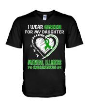I Wear Green For My Daughter V-Neck T-Shirt tile