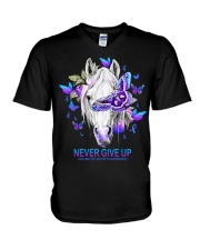 Never Give Up V-Neck T-Shirt tile