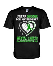 I Wear Green For My Brother  V-Neck T-Shirt tile
