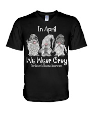 In April We Wear Gray For Parkinson Awareness V-Neck T-Shirt tile