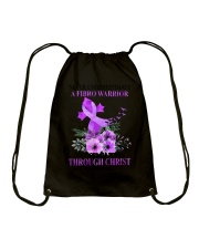 Never Underestimate A Fibro Warrior Drawstring Bag tile
