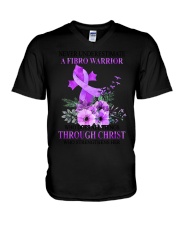Never Underestimate A Fibro Warrior V-Neck T-Shirt tile
