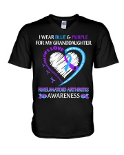 I Wear Blue And Purple For My Granddaughter V-Neck T-Shirt tile
