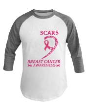 I Wear My Scars Breast Cancer Awareness Baseball Tee tile