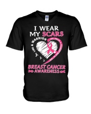 I Wear My Scars Breast Cancer Awareness V-Neck T-Shirt tile