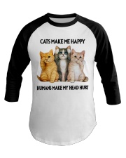 Cats Make Me Happy Baseball Tee tile