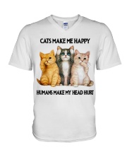 Cats Make Me Happy V-Neck T-Shirt tile