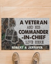 Personalized Veteran Camo Couple Live Here Doormat 22.5" x 15" aos-doormat-22-5x15-lifestyle-front-02
