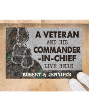 Personalized Veteran Camo Couple Live Here Doormat 22.5" x 15" aos-doormat-22-5x15-lifestyle-front-05