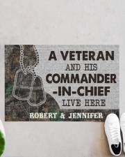 Personalized Veteran Camo Couple Live Here Doormat 22.5" x 15" aos-doormat-22-5x15-lifestyle-front-06