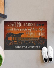 Personalized Guitarist And The Pick Live Here Doormat 22.5" x 15" aos-doormat-22-5x15-lifestyle-front-07
