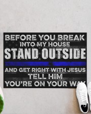 Blue Jesus Before You Break Into My House 19 Doormat 22.5" x 15" aos-doormat-22-5x15-lifestyle-front-06