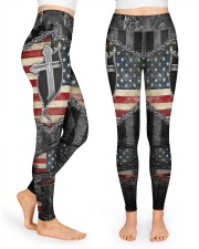 Jesus Cross American Flag High Waist Leggings front