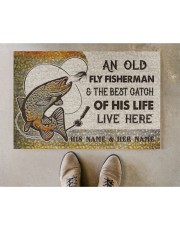 Personalized Fly Fishing Best Catch Of His Live Doormat 22.5" x 15" aos-doormat-22-5x15-lifestyle-front-04