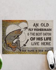 Personalized Fly Fishing Best Catch Of His Live Doormat 22.5" x 15" aos-doormat-22-5x15-lifestyle-front-06