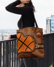 Eat Sleep Basketball Repeat Leather Pattern Print All-over Tote aos-all-over-tote-lifestyle-front-05