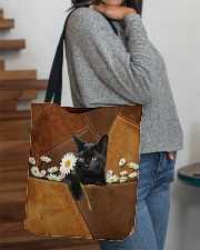 Lovely Black Cat Leather Pattern All-over Tote aos-all-over-tote-lifestyle-front-09