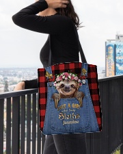 Personalized Sloth Just A Girl All-over Tote aos-all-over-tote-lifestyle-front-05