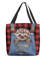 Personalized Sloth Just A Girl All-over Tote front