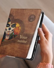 Skull And Flower Medium - Leather Notebook aos-medium-leather-notebook-lifestyle-front-05