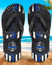 Police Blue Flag Pattern Flip Flops Women's Flip Flops aos-women-flip-flops-lifestyle-front-01