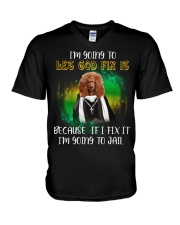 Poodle God V-Neck T-Shirt tile