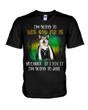 Alaskan Malamute God V-Neck T-Shirt tile