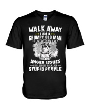 Grumpy old man Live in with Cat V-Neck T-Shirt tile