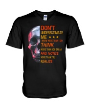 Don't underestimate me Skull V-Neck T-Shirt tile