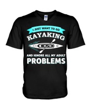 Kayaking Problems V-Neck T-Shirt tile