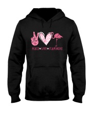 Flamingos Peace Love hh Hooded Sweatshirt tile