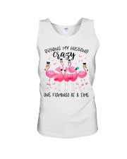 Driving my husband crazy one Flamingo at a time Unisex Tank tile