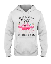 Driving my husband crazy one Flamingo at a time Hooded Sweatshirt tile