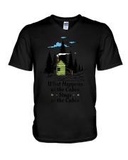 What Happens at the Cabin Stays at the Cabin C V-Neck T-Shirt tile