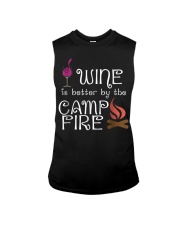 Wine by the Camp Fire Funny Camping Sleeveless Tee tile