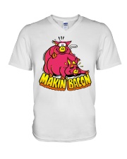 makin bacon shirt V-Neck T-Shirt tile