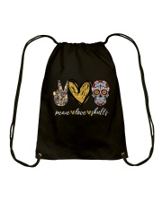 Peace Love Skulls Drawstring Bag thumbnail