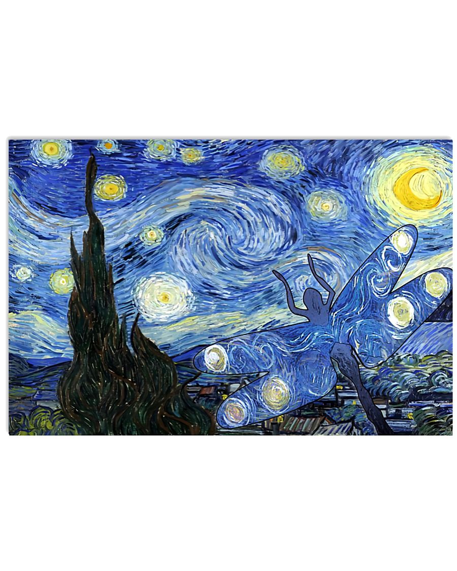 Dragonfly Starry Night 17x11 Poster