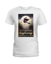 Witch Riding Broom Ladies T-Shirt thumbnail