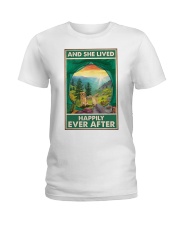 Camping and Golden Retriever Dog Lovers Ladies T-Shirt thumbnail