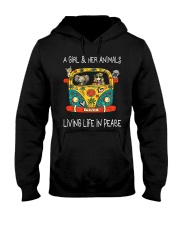 A Girl And Her Animals Living Life In Peace Hooded Sweatshirt thumbnail