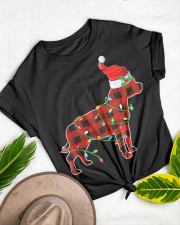 Red Plaid Puppy Lover Santa Christmas Pitbull Classic T-Shirt custom-t-shirts-classic-lifestyle-front-459