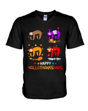 SLOTH HALLOTHANKSMAS V-Neck T-Shirt tile
