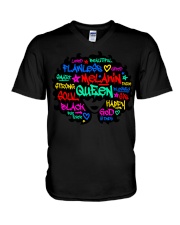 Melanated Queen V-Neck T-Shirt thumbnail